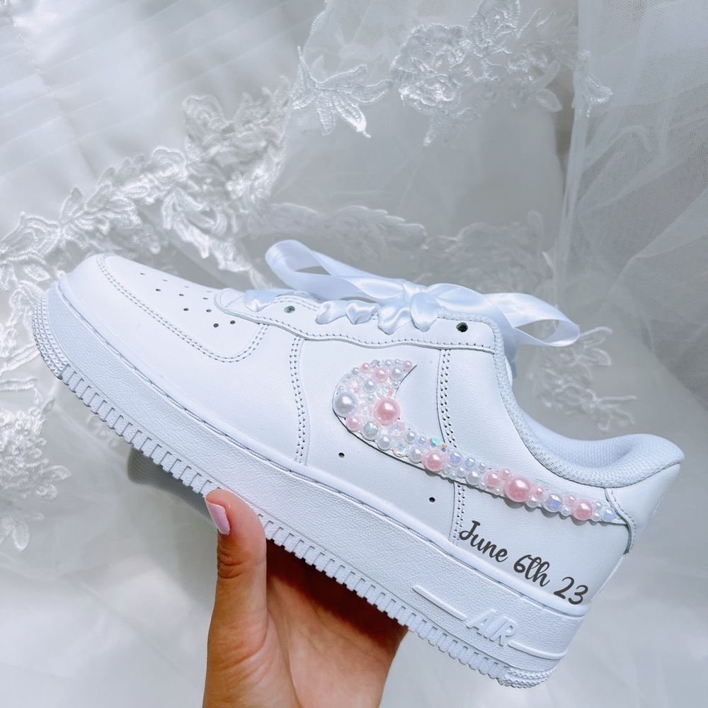 Wedding sneakers— Air force 1 pink pearls